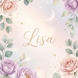 Floral pastel cellphone wallpaper with roses, sparkles, a crescent moon, and customizable gold name lettering.